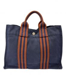 HERMES（エルメス）の古着「トートバッグ」｜ネイビー×ブラウン
