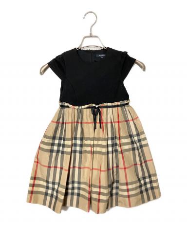 美品 バーバリーロンドン ワンピース ブラック 半袖 ニット切替 大きいサイズ 中古・古着通販】BURBERRY LONDON (バーバリーロンドン) 半袖