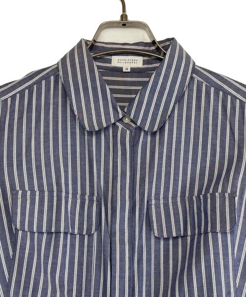 MACKINTOSH PHILOSOPHY（マッキントッシュ フィロソフィー）MACKINTOSH PHILOSOPHY (マッキントッシュ フィロソフィー) 半袖ワンピース ブルー×ホワイト サイズ:SIZE 38（M）の古着・服飾アイテム