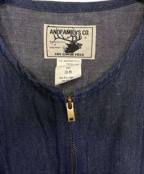 AndFamily（アンドファミリー）AndFamily (アンドファミリー) ノーカラーデニムジャケット インディゴ サイズ:Mの古着・服飾アイテム