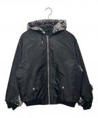 BAPE BLACK A BATHING APEベイプ ブラック ア ベイシング エイプ）の古着「MA-1ジャケット/KNIT PAISLEY TRIMMED MA-1/ニット・ペイズリー・トリムド・エムエーワン」｜ブラック