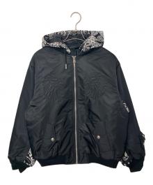BAPE BLACK A BATHING APE（ベイプ ブラック ア ベイシング エイプ）の古着「MA-1ジャケット/KNIT PAISLEY TRIMMED MA-1/ニット・ペイズリー・トリムド・エムエーワン」｜ブラック