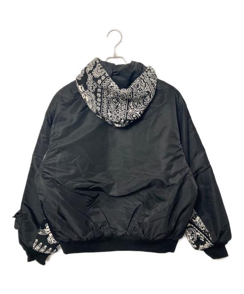 BAPE BLACK A BATHING APE（ベイプ ブラック ア ベイシング エイプ）BAPE BLACK A BATHING APE MA-1ジャケット/KNIT PAISLEY TRIMMED MA-1/ニット・ペイズリー・トリムド・エムエーワン ブラック サイズ:L 未使用品の古着・服飾アイテム