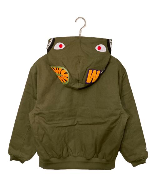 A BATHING APE（アベイシングエイプ）A BATHING APE (アベイシングエイプ) SHARK WORK HOODIE JACKET/シャークワークフーデットジャケット オリーブ サイズ:M 未使用品の古着・服飾アイテム