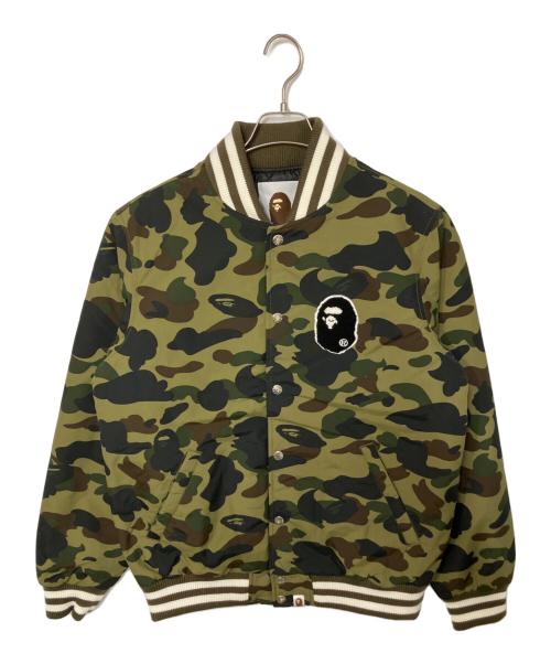 A BATHING APE（アベイシングエイプ）A BATHING APE (アベイシングエイプ) 1ST CAMO VARSITY JACKET/ファースト カモ バーシティ ジャケット オリーブ サイズ:L 未使用品の古着・服飾アイテム