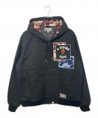 A BATHING APEアベイシングエイプ）の古着「A RISING BAPE PATCHWORK HOODIE WORK JACKET/パッチワークフーディワークジャケット」｜ブラック
