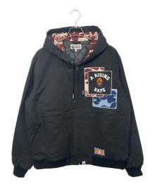 A BATHING APE（アベイシングエイプ）の古着「A RISING BAPE PATCHWORK HOODIE WORK JACKET/パッチワークフーディワークジャケット」｜ブラック