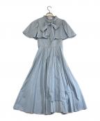 And Coutureアンドクチュール）の古着「ストライプフリルケープワンピース」｜スカイブルー
