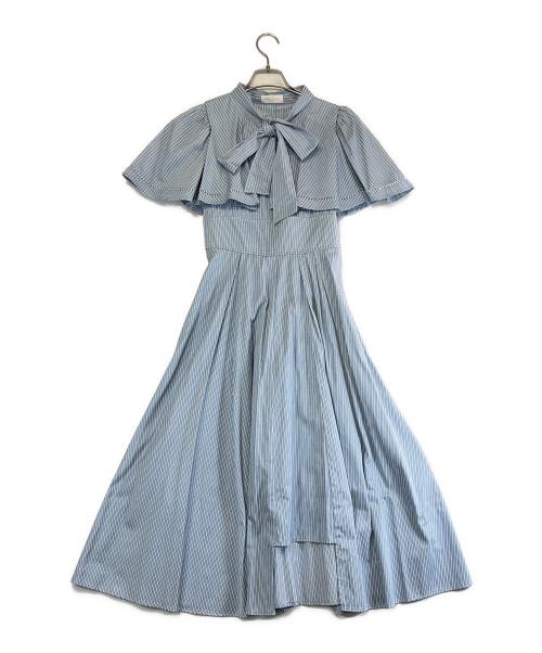 And Couture（アンドクチュール）And Couture (アンドクチュール) ストライプフリルケープワンピース スカイブルー サイズ:SIZE Freeの古着・服飾アイテム