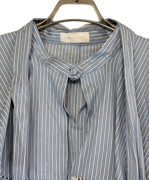 And Couture（アンドクチュール）And Couture (アンドクチュール) ストライプフリルケープワンピース スカイブルー サイズ:SIZE Freeの古着・服飾アイテム