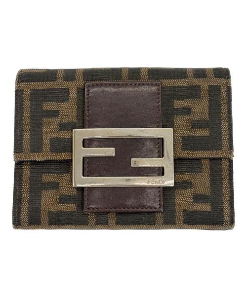 FENDI（フェンディ）FENDI (フェンディ) 3つ折り財布 ブラウン×ブラックの古着・服飾アイテム