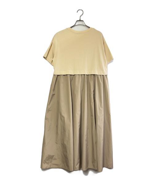 PLUS OTO.HA（プラスオトハ）PLUS OTO.HA (プラスオトハ) ヘビーウェイト天竺タフタドッキングワンピース ベージュ サイズ:SIZE 2（M)の古着・服飾アイテム