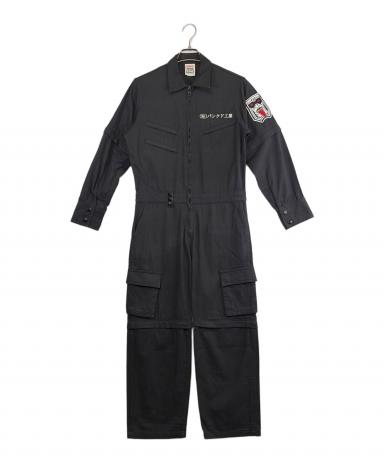 パンクドランカーズPUNK DRUNKERS あいつ目オーバーオール　BLACK 中古・古着通販】PUNK DRUNKERS (パンクドランカーズ) つなぎ ブラック