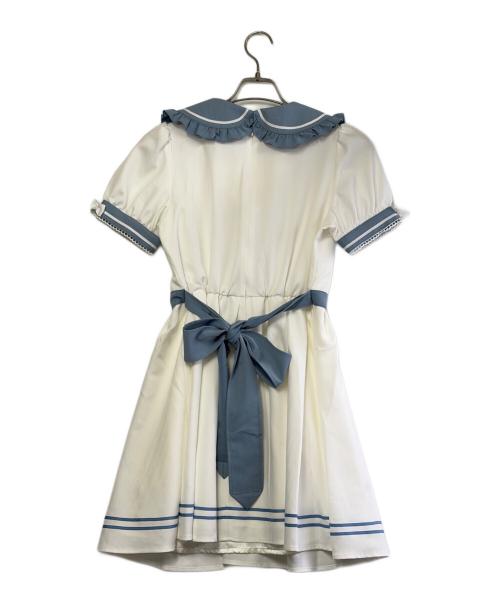 SECRET HONEY（シークレットハニー）SECRET HONEY (シークレットハニー) 半袖ワンピース ブルー×ホワイト サイズ:SIZE 2（M)の古着・服飾アイテム