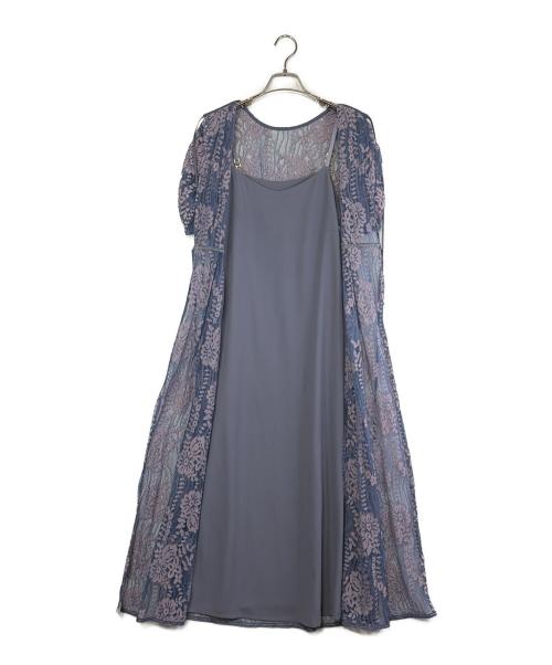 Kaene（カエン）Kaene (カエン) 半袖ワンピース ブルー×ピンク サイズ:SIZE 36（S）の古着・服飾アイテム
