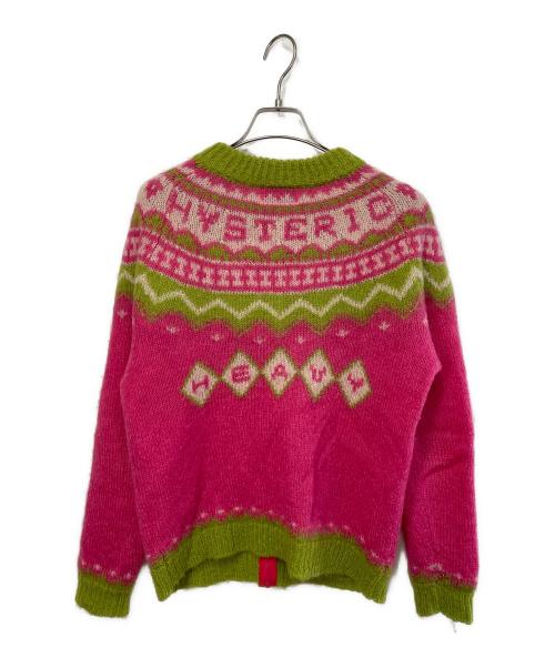Hysteric Glamour（ヒステリックグラマー）Hysteric Glamour (ヒステリックグラマー) カーディガン ピンク×グリーン サイズ:FREEの古着・服飾アイテム