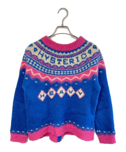 Hysteric Glamour（ヒステリックグラマー）Hysteric Glamour (ヒステリックグラマー) カーディガン ブルー×ピンク サイズ:FREEの古着・服飾アイテム