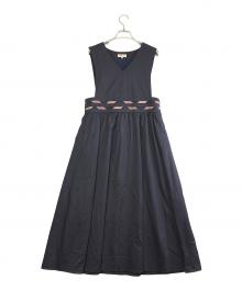 BLUE LABEL CRESTBRIDGE（ブルーレーベルクレストブリッジ）の古着「ジャンスカトリムワンピース」｜ネイビー