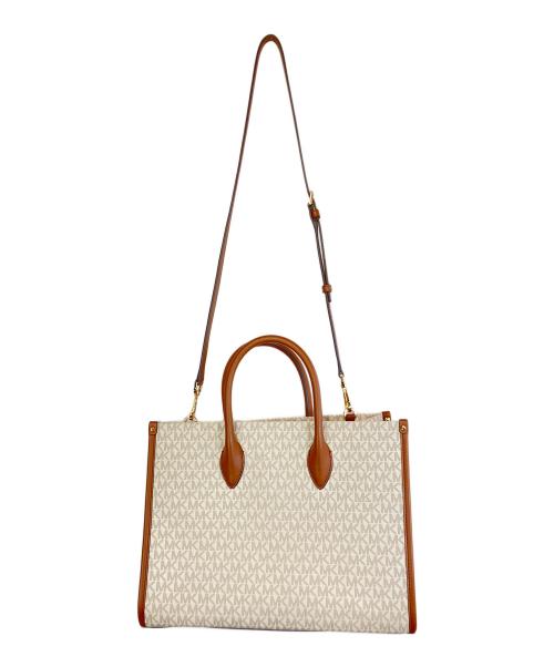 MICHAEL KORS（マイケルコース）MICHAEL KORS (マイケル・コース) 2WAYバッグ ホワイト×ブラウンの古着・服飾アイテム