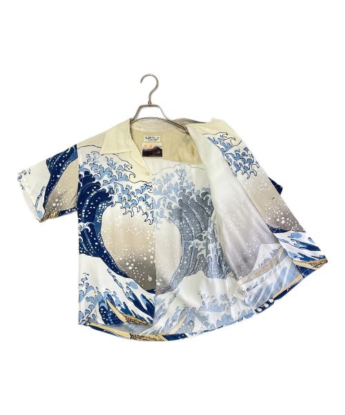 Sun Surf（サンサーフ）Sun Surf (サンサーフ) 葛飾北斎 (カツシカホクサイ) アロハシャツ ホワイト×ブルー サイズ:Sの古着・服飾アイテム