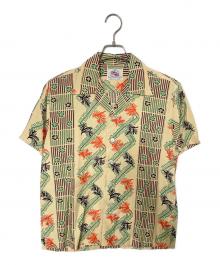 Sun Surf（サンサーフ）の古着「DUKE KAHANAMOKU SPECIAL EDITION “ABSTRACT CORAL STRIPE”/アロハシャツ」｜ベージュ