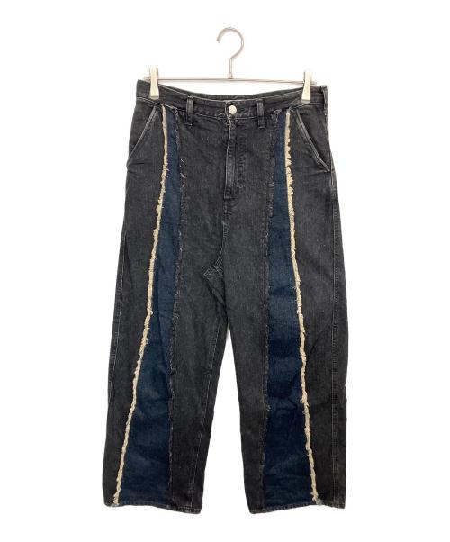 jieda（ジエダ）Jieda (ジエダ) SWITCHING OVER DENIM PANTS/「スイッチング オーバー デニムパンツ/ジーンズ ブラック サイズ:2の古着・服飾アイテム