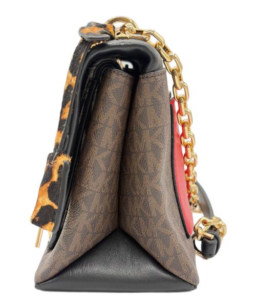 MICHAEL KORS（マイケルコース）MICHAEL KORS Cece Medium Logo Mixed-Media Convertible Shoulder Bag（シーシー ミディアム ロゴ ミックスドメディア コンバーチブル ショルダー バッグ） ブラック×レッドの古着・服飾アイテム