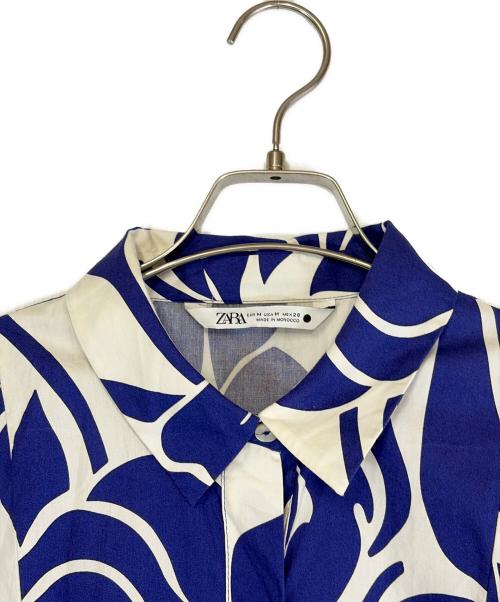 ZARA（ザラ）ZARA (ザラ) 半袖ワンピース ホワイト×ネイビー サイズ:SIZE Mの古着・服飾アイテム