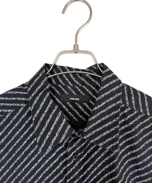 DIESEL（ディーゼル）DIESEL (ディーゼル) PENN-COPY総柄ストライプシャツ ブラック サイズ:SIZE Lの古着・服飾アイテム