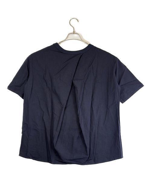 maillot（マイヨ）maillot (マイヨ) linen rich back tuck half sleeve shirt-Tee（リネン リッチ バック タック ハーフ スリーブ シャツ ティー） ネイビー サイズ:SIZE 1（S）の古着・服飾アイテム