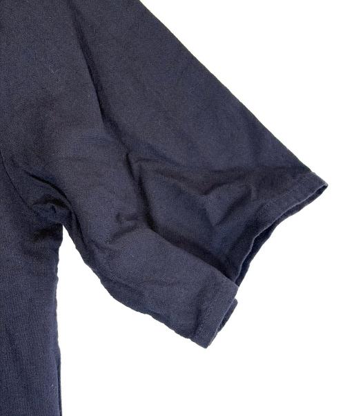 maillot（マイヨ）maillot (マイヨ) linen rich back tuck half sleeve shirt-Tee（リネン リッチ バック タック ハーフ スリーブ シャツ ティー） ネイビー サイズ:SIZE 1（S）の古着・服飾アイテム