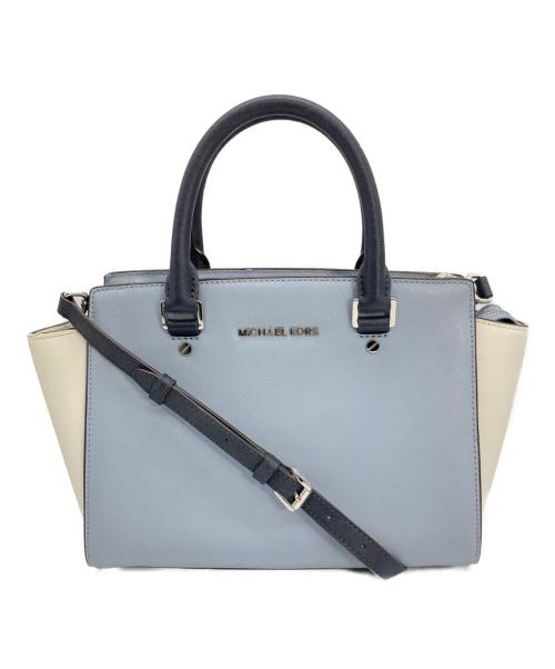 MICHAEL KORS（マイケル・コース）MICHAEL KORS (マイケル・コース) 2WAYバッグ ブルー×ホワイトの古着・服飾アイテム