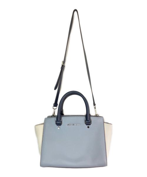 MICHAEL KORS（マイケル・コース）MICHAEL KORS (マイケル・コース) 2WAYバッグ ブルー×ホワイトの古着・服飾アイテム