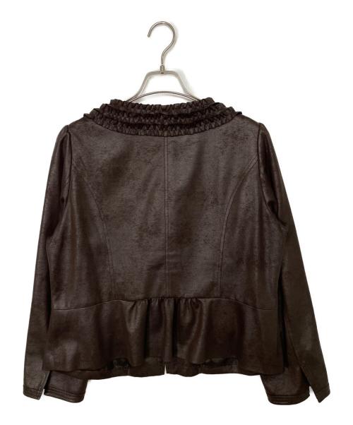 Rose Tiara（ローズティアラ）Rose Tiara (ローズティアラ) ノーカラージャケット ブラウン サイズ:SIZE 46（M）の古着・服飾アイテム