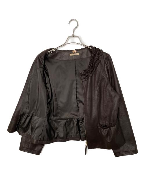 Rose Tiara（ローズティアラ）Rose Tiara (ローズティアラ) ノーカラージャケット ブラウン サイズ:SIZE 46（M）の古着・服飾アイテム