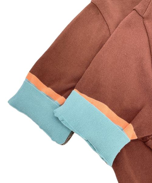 MACPHEE（マカフィー）MACPHEE (マカフィー) 薄手カーディガン ブラウン×スカイブルー サイズ:Sの古着・服飾アイテム