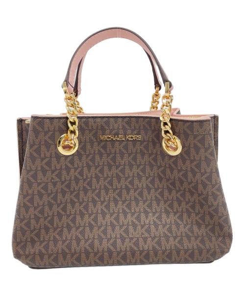 MICHAEL KORS（マイケルコース）MICHAEL KORS (マイケルコース) 2WAYバッグ ブラウン×ピンクの古着・服飾アイテム