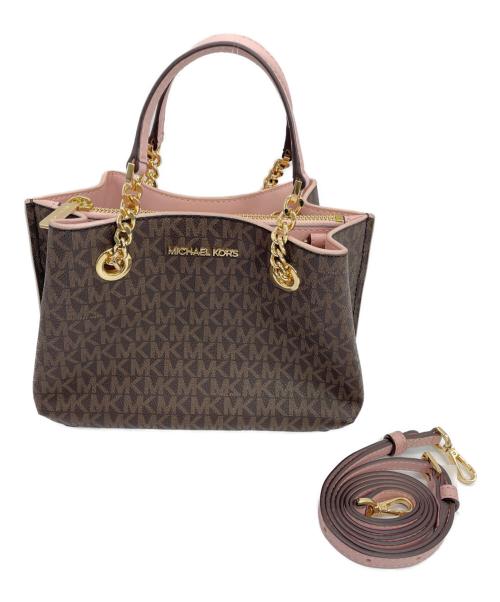 MICHAEL KORS（マイケルコース）MICHAEL KORS (マイケルコース) 2WAYバッグ ブラウン×ピンクの古着・服飾アイテム
