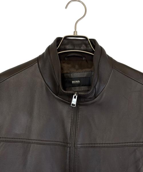 HUGO BOSS（ヒューゴ ボス）HUGO BOSS (ヒューゴ ボス) ラムレザージャケット ブラウン サイズ:UK50（L)の古着・服飾アイテム