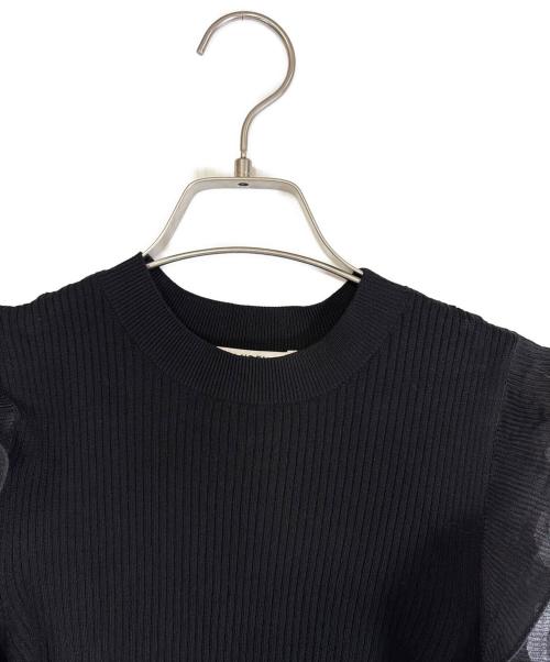 Snidel（スナイデル）Snidel (スナイデル) フリルスリーブニットプルオーバー ブラック サイズ:SIZE Freeの古着・服飾アイテム
