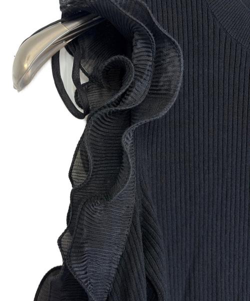Snidel（スナイデル）Snidel (スナイデル) フリルスリーブニットプルオーバー ブラック サイズ:SIZE Freeの古着・服飾アイテム