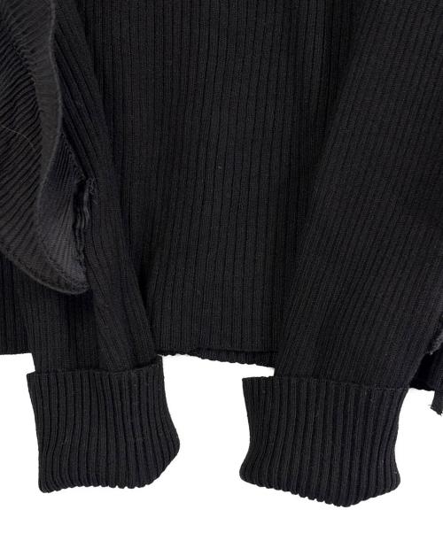 Snidel（スナイデル）Snidel (スナイデル) フリルスリーブニットプルオーバー ブラック サイズ:SIZE Freeの古着・服飾アイテム