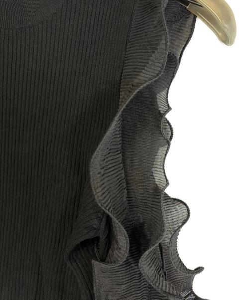 Snidel（スナイデル）Snidel (スナイデル) フリルスリーブニットプルオーバー ブラック サイズ:SIZE Freeの古着・服飾アイテム