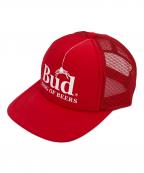 BUDWEISERバドワイザー）の古着「スパイダー トラッカーキャップ」｜レッド