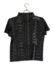 PLEATS PLEASE（プリーツプリーズ）の古着「ノースリーブカットソー/コミックイラストモックネック半袖カットソー」｜ブラック