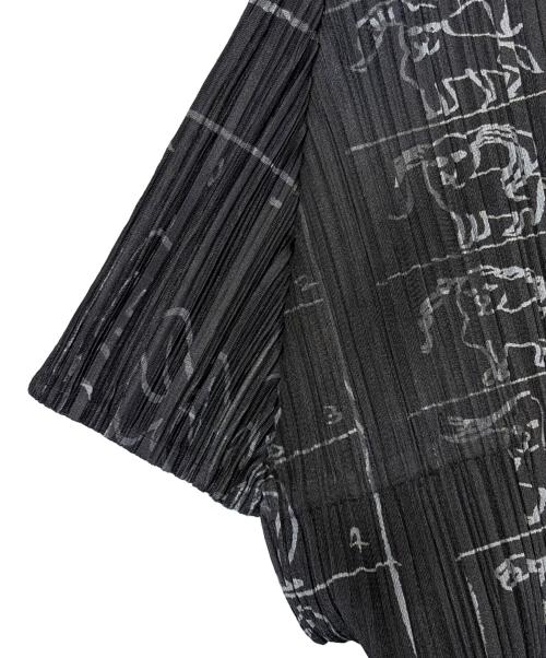 PLEATS PLEASE（プリーツプリーズ）PLEATS PLEASE (プリーツプリーズ) ノースリーブカットソー/コミックイラストモックネック半袖カットソー ブラック サイズ:SIZE 3（L)の古着・服飾アイテム