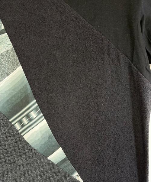 ISSEY MIYAKE（イッセイミヤケ）ISSEY MIYAKE (イッセイミヤケ) 生地切替グラフィックプリントTシャツ ブラック サイズ:SIZE 2（M）の古着・服飾アイテム