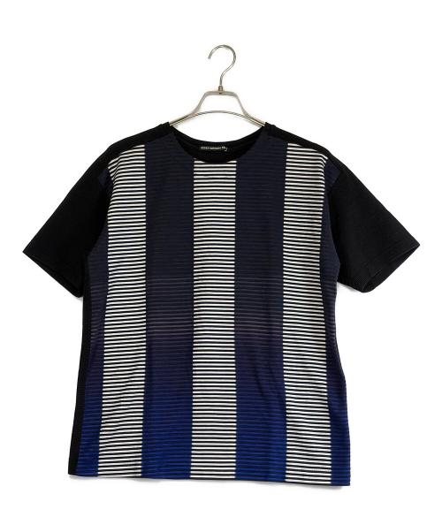 ISSEY MIYAKE（イッセイミヤケ）ISSEY MIYAKE (イッセイミヤケ) 立体ボーダーTシャツ ブラック×ホワイト×ブルー サイズ:SIZE 1（S）の古着・服飾アイテム