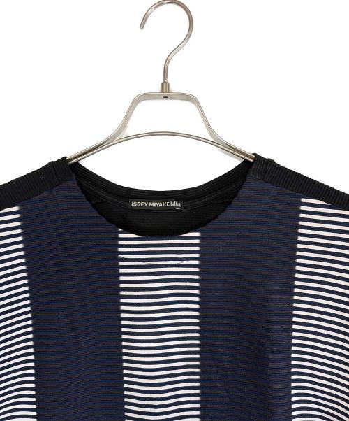 ISSEY MIYAKE（イッセイミヤケ）ISSEY MIYAKE (イッセイミヤケ) 立体ボーダーTシャツ ブラック×ホワイト×ブルー サイズ:SIZE 1（S）の古着・服飾アイテム