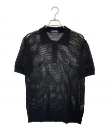 FRED PERRY（フレッドペリー）の古着「オープンニットポロシャツ/ポロシャツ」｜ブラック